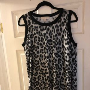 Michael Kors Animal print cold shoulder knit top